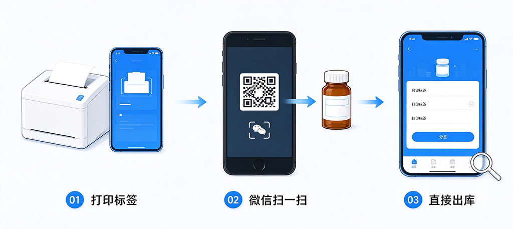 无人值守智能试剂库房扫码出库流程